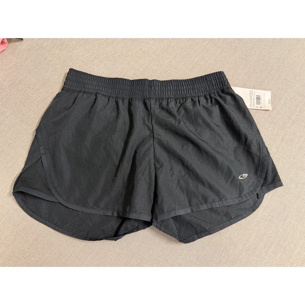 C9 Champion Women Black Duo Dry Perforated Running Shorts Ebony M NWT